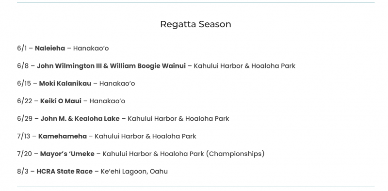 regatta schedule